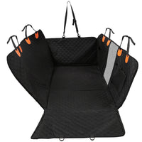 HKM-3101501 Dog Car Back Seat Cover with Zipper Mesh Window, Waterproof 600D Oxford Cloth, Anti-Slip Seat Protector with Storage Bags for Cars, SUVs, and Trucks