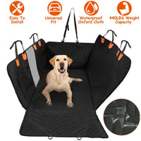 HKM-3101501 Dog Car Back Seat Cover with Zipper Mesh Window, Waterproof 600D Oxford Cloth, Anti-Slip Seat Protector with Storage Bags for Cars, SUVs, and Trucks