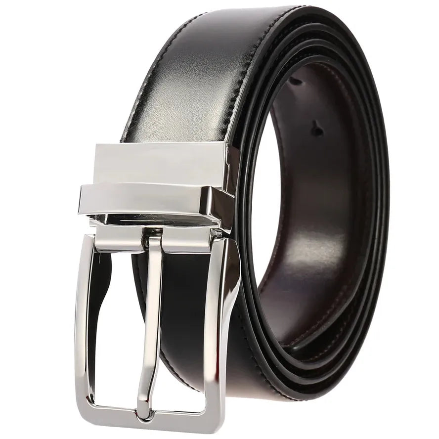 HKM-310227 Adjustable Casual Leather Belt with Pin Buckle for Business and Everyday Wear