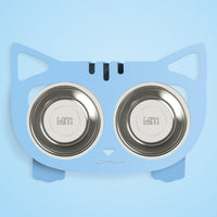 HKM-3102653 Anti-Falling Inclined Feeding Bowl for Cats and Dogs - Stainless Steel, Durable Design, Available in Black, White, Pink, Blue