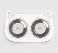 HKM-3102653 Anti-Falling Inclined Feeding Bowl for Cats and Dogs - Stainless Steel, Durable Design, Available in Black, White, Pink, Blue