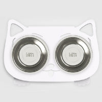 HKM-3102653 Anti-Falling Inclined Feeding Bowl for Cats and Dogs - Stainless Steel, Durable Design, Available in Black, White, Pink, Blue