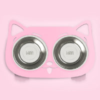 HKM-3102653 Anti-Falling Inclined Feeding Bowl for Cats and Dogs - Stainless Steel, Durable Design, Available in Black, White, Pink, Blue