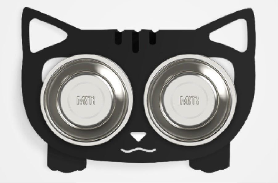 HKM-3102653 Anti-Falling Inclined Feeding Bowl for Cats and Dogs - Stainless Steel, Durable Design, Available in Black, White, Pink, Blue
