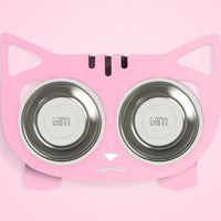 HKM-3102653 Anti-Falling Inclined Feeding Bowl for Cats and Dogs - Stainless Steel, Durable Design, Available in Black, White, Pink, Blue
