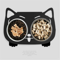 HKM-3102653 Anti-Falling Inclined Feeding Bowl for Cats and Dogs - Stainless Steel, Durable Design, Available in Black, White, Pink, Blue