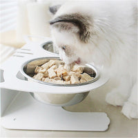 HKM-3102653 Anti-Falling Inclined Feeding Bowl for Cats and Dogs - Stainless Steel, Durable Design, Available in Black, White, Pink, Blue