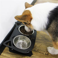 HKM-3102653 Anti-Falling Inclined Feeding Bowl for Cats and Dogs - Stainless Steel, Durable Design, Available in Black, White, Pink, Blue