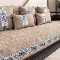 HKM-310419 All-inclusive Stain-resistant Chenille Sofa Cushion Covers in Ancient Red-Silk Mist Brown