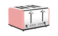 HKM-310419 Extra Wide 4-Slice Bread Toaster with Reheat, Defrost and 6-Level Browning Settings in Retro Design