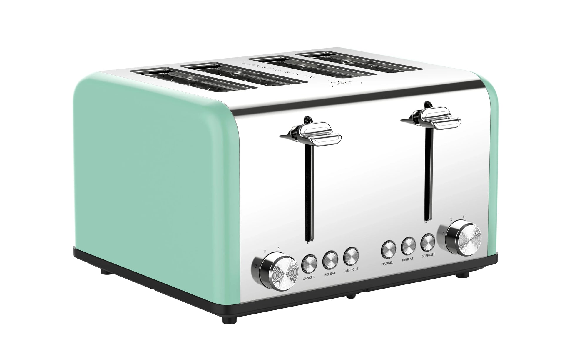 HKM-310419 Extra Wide 4-Slice Bread Toaster with Reheat, Defrost and 6-Level Browning Settings in Retro Design