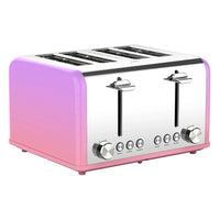 HKM-310419 Extra Wide 4-Slice Bread Toaster with Reheat, Defrost and 6-Level Browning Settings in Retro Design