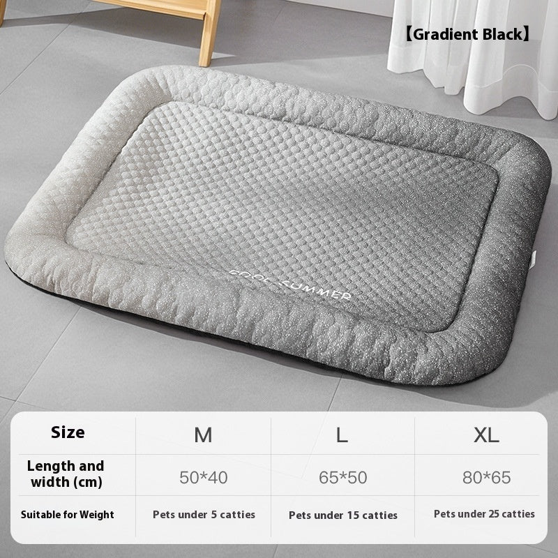 HKM-3104317 Cooling Ice Silk Pet Mat - Gradient Colors in Yellow, Black, Blue - Sizes M, L, XL