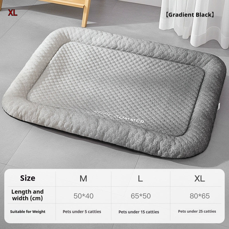 HKM-3104317 Cooling Ice Silk Pet Mat - Gradient Colors in Yellow, Black, Blue - Sizes M, L, XL