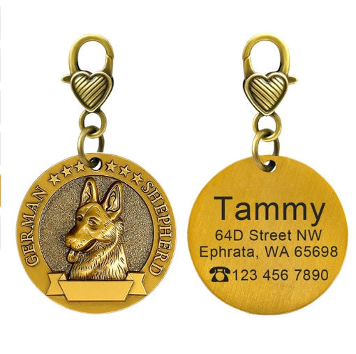 HKM-3105085 Custom Bronze Dog ID Tag with Anti-Lost Features for Medium-Sized Pets