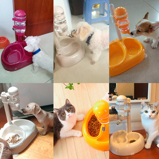 HKM-310547 Automatic Pet Drinking Fountain with Single and Double Bowl Options in White and Fuchsia