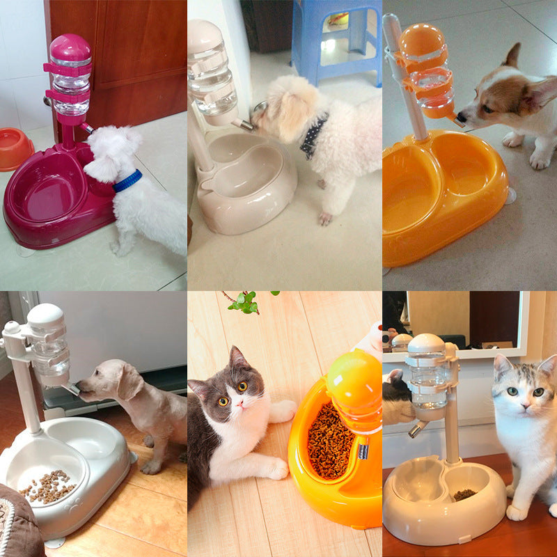 HKM-310547 Automatic Pet Drinking Fountain with Single and Double Bowl Options in White and Fuchsia