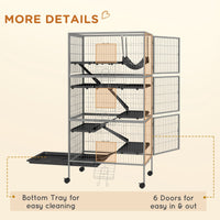 HKM-3106109 Rolling Small Animal Cage with 6 Doors, Hammock, Removable Tray for Ferrets, Chinchillas, and Other Pets