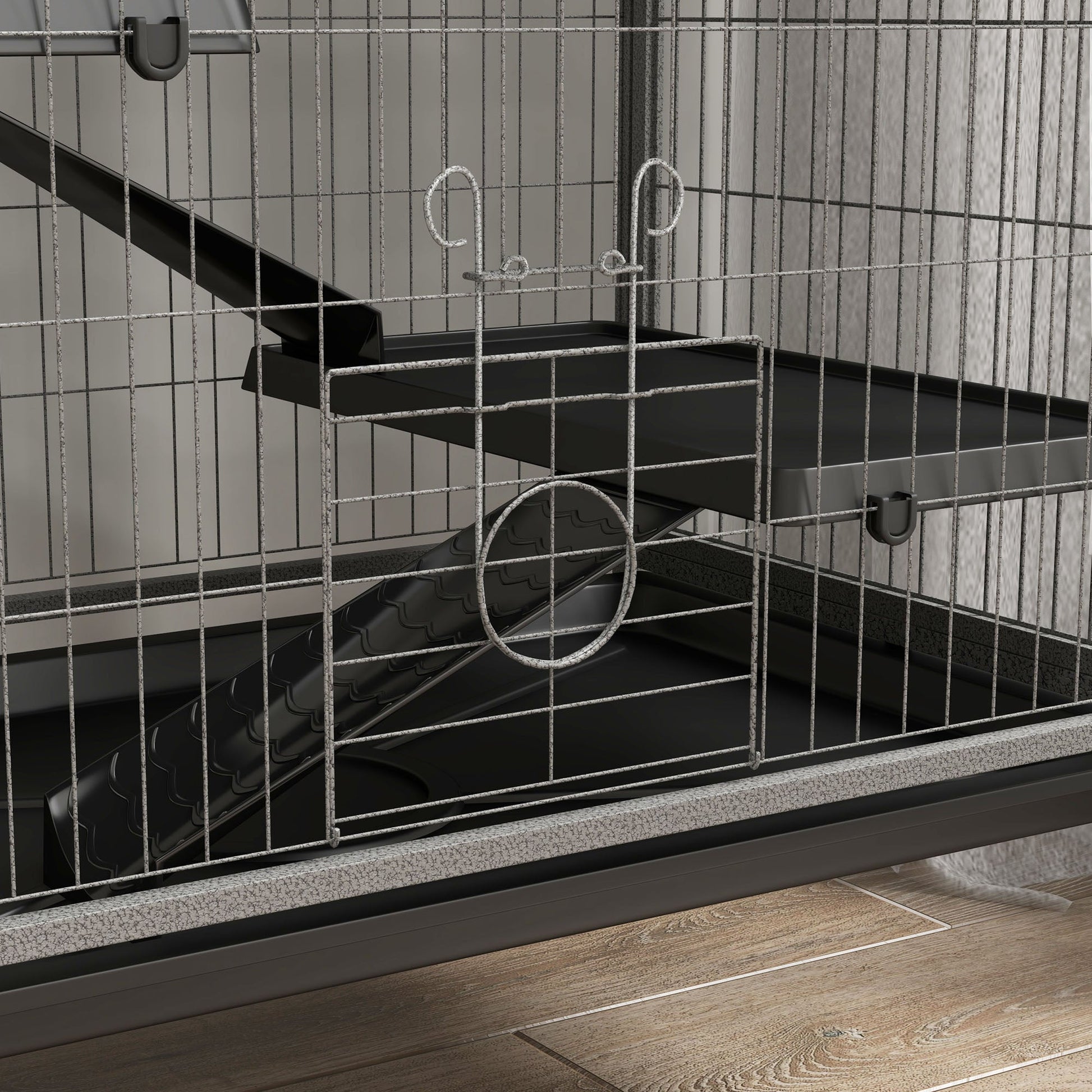 HKM-3106109 Rolling Small Animal Cage with 6 Doors, Hammock, Removable Tray for Ferrets, Chinchillas, and Other Pets