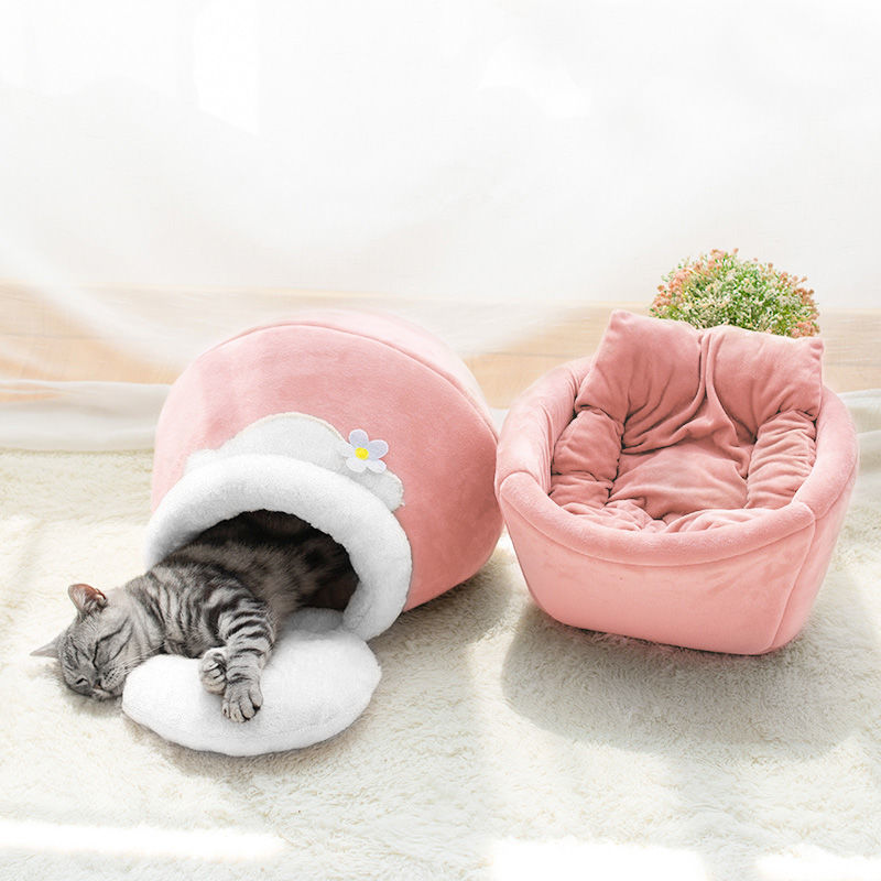HKM-3106493 Cozy 3-in-1 Cat and Dog House with Soft Basin Shape for Ultimate Comfort