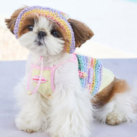 HKM-3107005 Summer Woven Sun Hat for Small Dogs - Casual Style for Yorkshire & Bichon