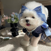 HKM-3107261 Princess Bow Tension Adjustment Pet Hair Band for Dogs - Available in Blue and Pink
