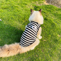 HKM-3108029 Striped Vest for Small Dogs - Black and White Panda or Light Green Frog Design