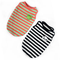 HKM-3108029 Striped Vest for Small Dogs - Black and White Panda or Light Green Frog Design