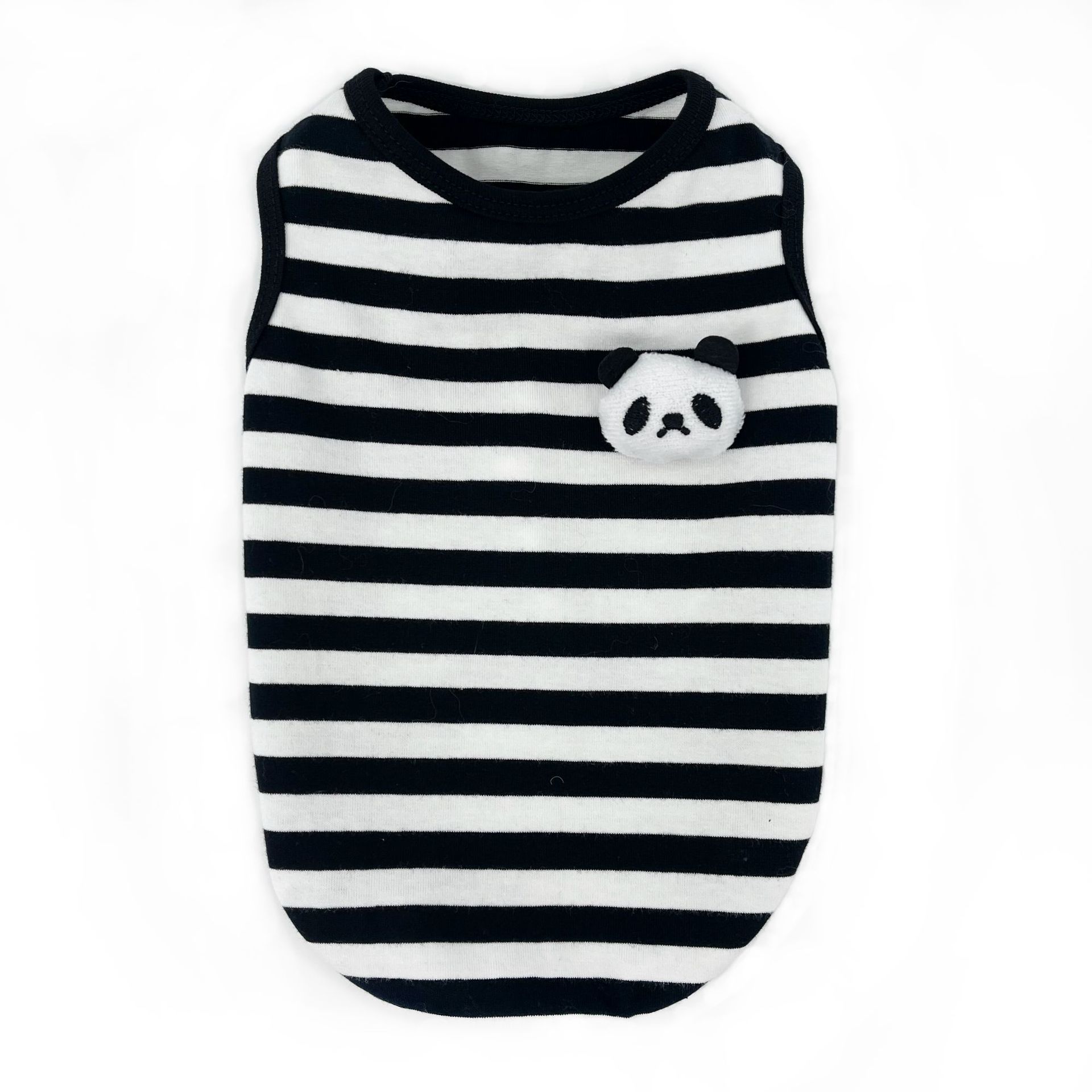 HKM-3108029 Striped Vest for Small Dogs - Black and White Panda or Light Green Frog Design