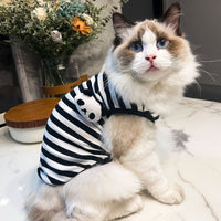 HKM-3108029 Striped Vest for Small Dogs - Black and White Panda or Light Green Frog Design