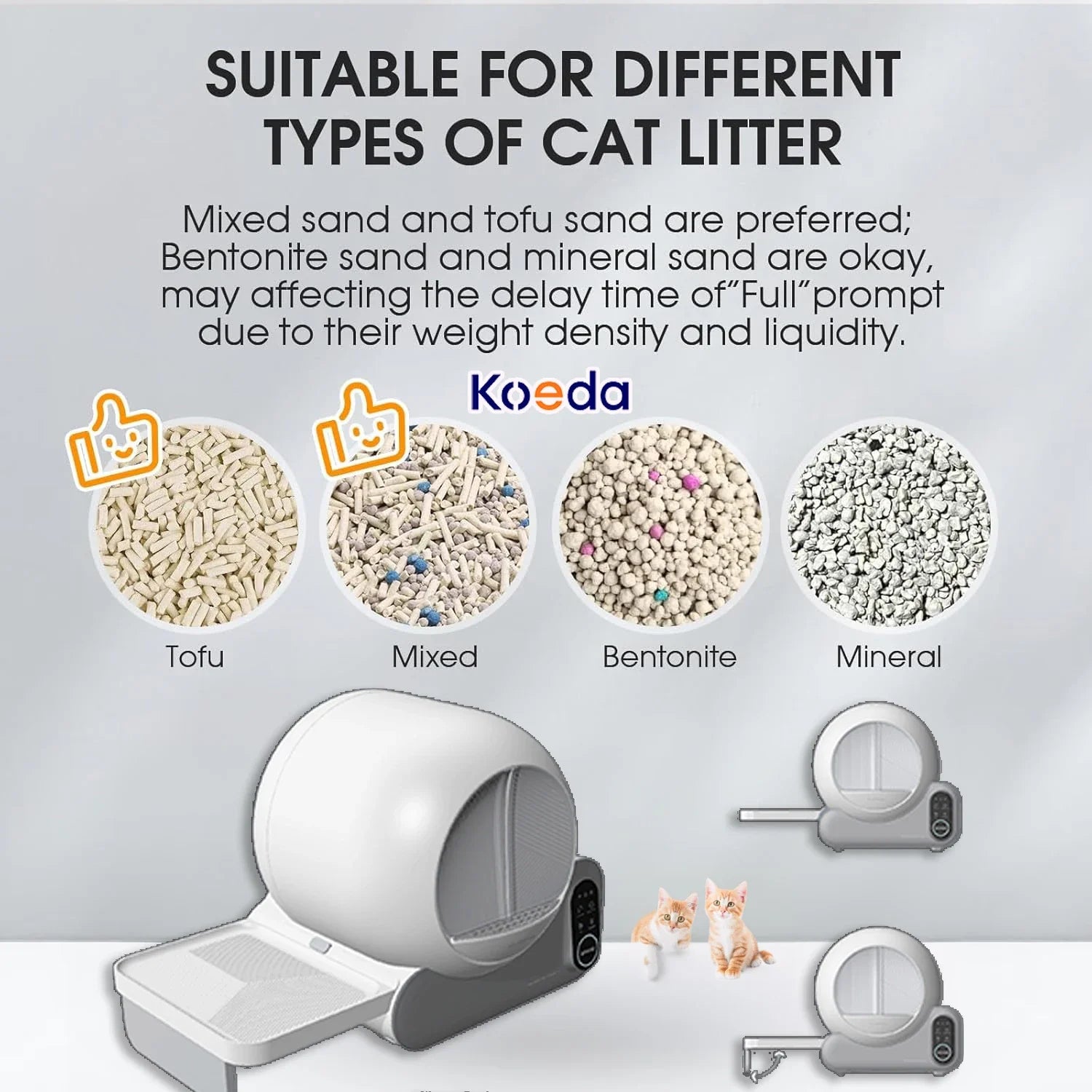 HKM-310803 Smart Odorless Cat Litter Box with 70L Capacity and App Control for Easy Cleaning