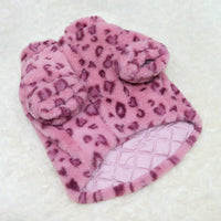 HKM-3108797 Cozy Pink Leopard Print Coat for Pets - Warm Polyester Fabric, Sizes M to XXL