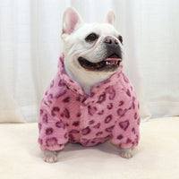 HKM-3108797 Cozy Pink Leopard Print Coat for Pets - Warm Polyester Fabric, Sizes M to XXL