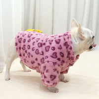 HKM-3108797 Cozy Pink Leopard Print Coat for Pets - Warm Polyester Fabric, Sizes M to XXL