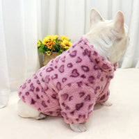 HKM-3108797 Cozy Pink Leopard Print Coat for Pets - Warm Polyester Fabric, Sizes M to XXL