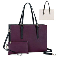 HKM-311059 Large Capacity PU Leather Laptop Tote Bag for 15.6-Inch Computers - Stylish Women's Shoulder Briefcase