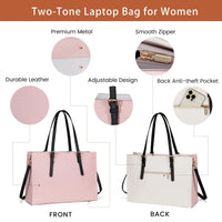 HKM-311059 Large Capacity PU Leather Laptop Tote Bag for 15.6-Inch Computers - Stylish Women's Shoulder Briefcase
