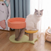 HKM-3111485 Double Layer Plush Cat Climbing Frame with Nest and Solid Wood Toy