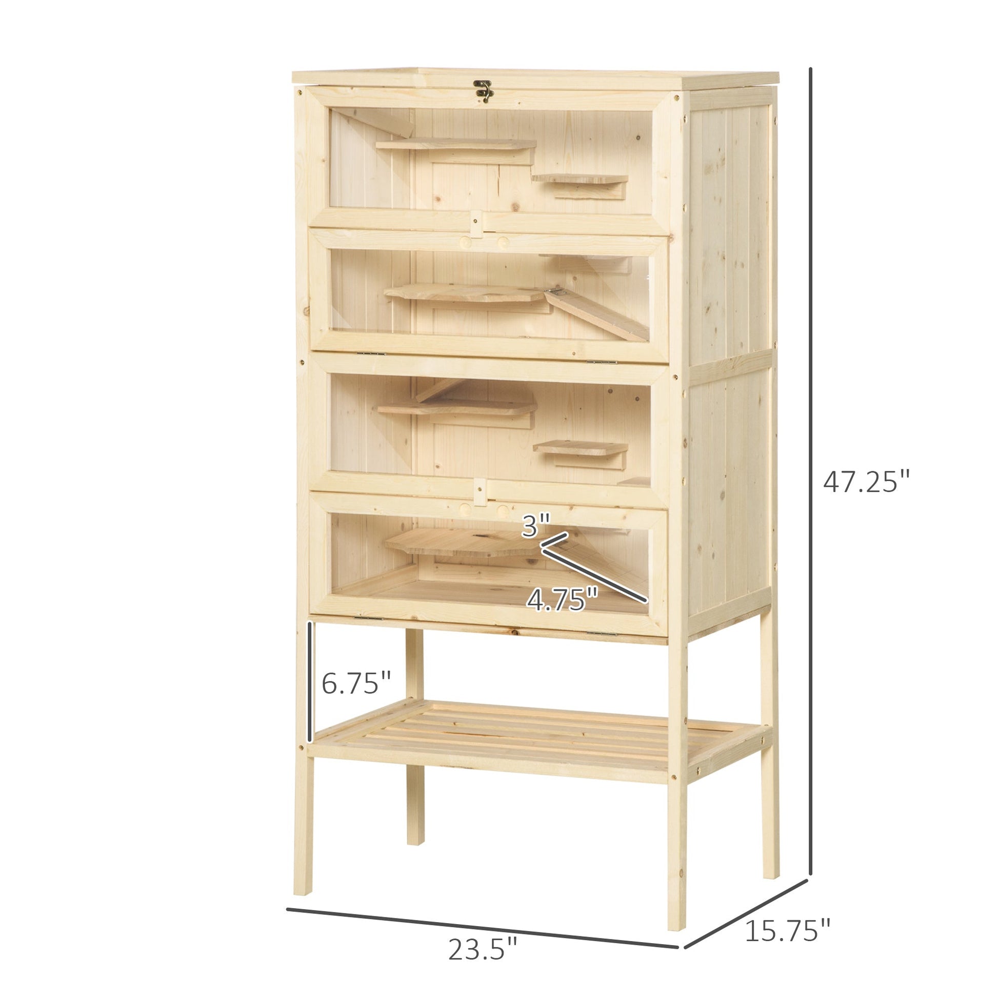 HKM-3111869 5-Tier Wooden Hamster Cage with Openable Top and Storage Shelf for Small Pets