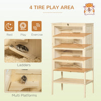 HKM-3111869 5-Tier Wooden Hamster Cage with Openable Top and Storage Shelf for Small Pets