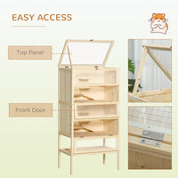 HKM-3111869 5-Tier Wooden Hamster Cage with Openable Top and Storage Shelf for Small Pets