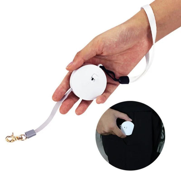 HKM-3111997 Retractable Mini Dog Leash - Portable Nylon Traction Belt for Small to Medium Pets