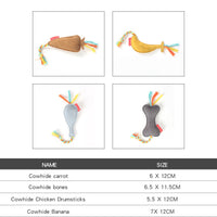 HKM-3113021 Durable Bite-Resistant Dog Chew Toys - Cowhide & Cotton, Various Shapes
