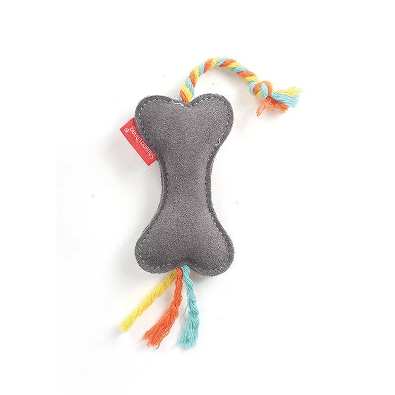 HKM-3113021 Durable Bite-Resistant Dog Chew Toys - Cowhide & Cotton, Various Shapes