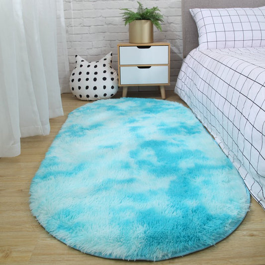 HKM-311443 Modern Oval Bedside Carpet for Living Room - Hand Washable in Various Colors and Sizes