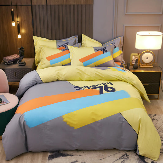 HKM-311827 Cotton Four-Piece Quilt Cover Set for Spring and Autumn Bedding, Multiple Patterns and Colors, Suitable for Various Bed Sizes
