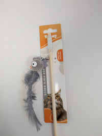 HKM-3118781 Ostrich Feather Teasing Cat Stick for Interactive Play