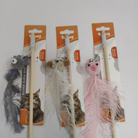 HKM-3118781 Ostrich Feather Teasing Cat Stick for Interactive Play