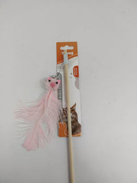 HKM-3118781 Ostrich Feather Teasing Cat Stick for Interactive Play
