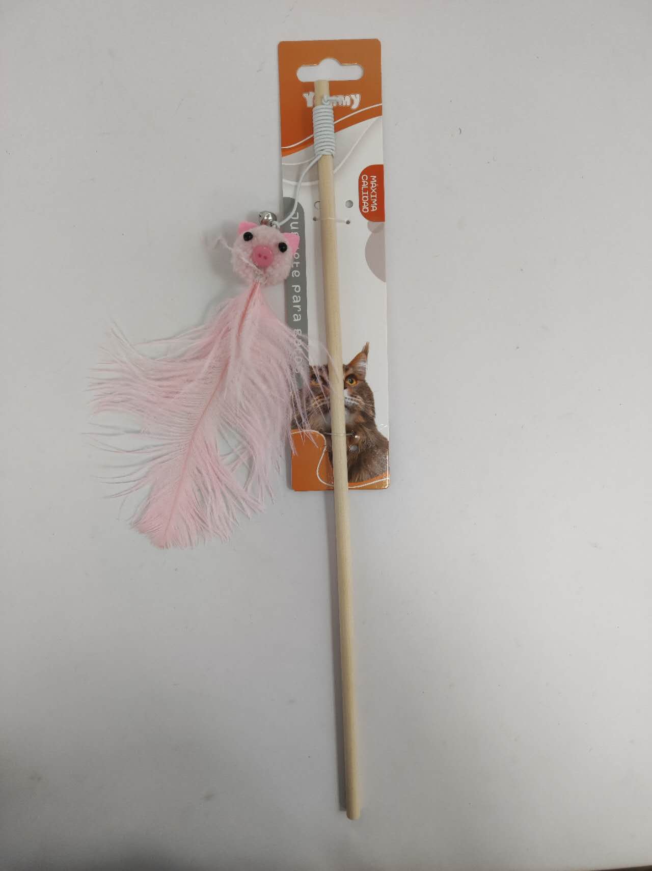 HKM-3118781 Ostrich Feather Teasing Cat Stick for Interactive Play